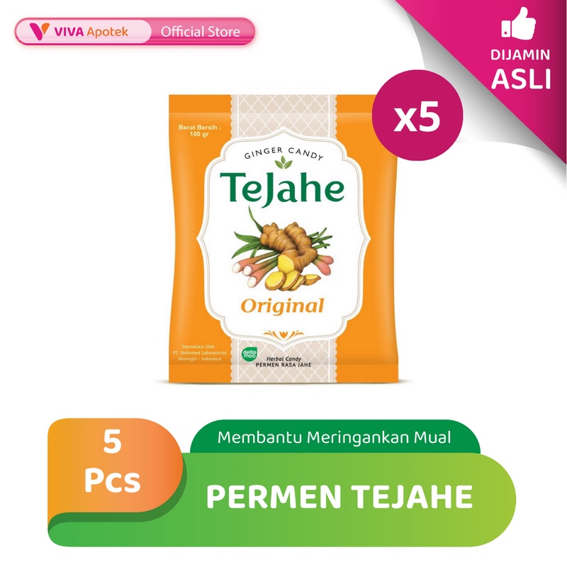 

Permen Tejahe Menghangatkan Tenggorokan & Meringankan Mual (Pack - 5 Sachet)