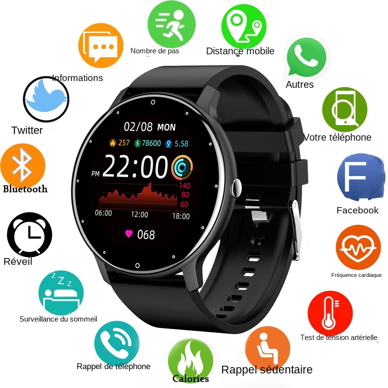 Zl02D Men Smart Watch Full Touch Screen Sport Fitness Tracker Ip68 Waterproof Bluetooth Smartwatch