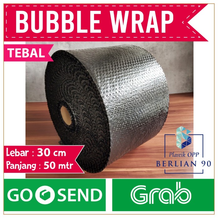 

SOUVEN- Bubble Wrap 30 Cm x 50 M Bubble Wrap Hitam Khusus GOJEK GRAB