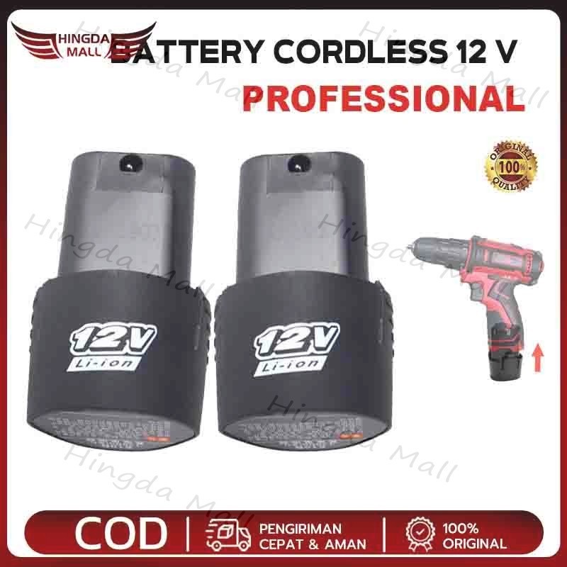 Baterai 12v Cordless Battery Batre Untuk Bor 12v Paket 1pcs Baterai 12v + charger Batrai Bor