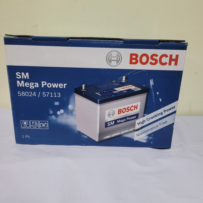 Aki Mobil Toyota Fortuner Vrz Diesel 58024 Bosch Aki Kering Original - Asli