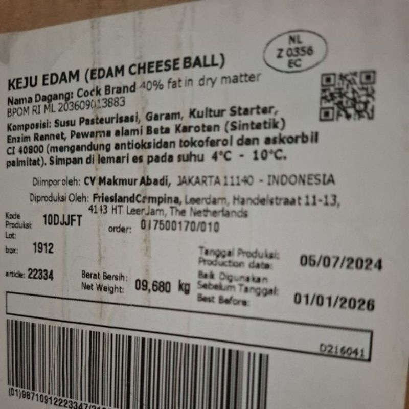 

keju edam ayam mas. (ayam jago) 250 gram