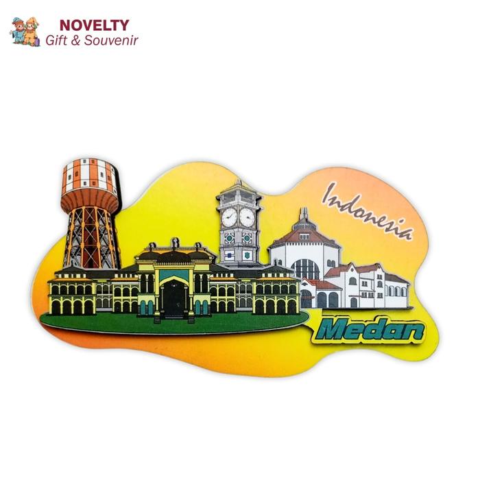 Souvenir magnet kulkas Medan oleh oleh Sumatera Utara negara Indonesia nUg
