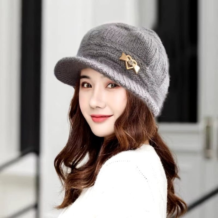 topi bareta rajut wanita dewasa import
