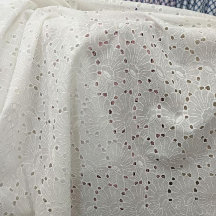 KAIN KATUN BORDIR PREMIUM / KATUN BORDIR BOLONG / KATUN BORDIR PUTIH TER-BARU