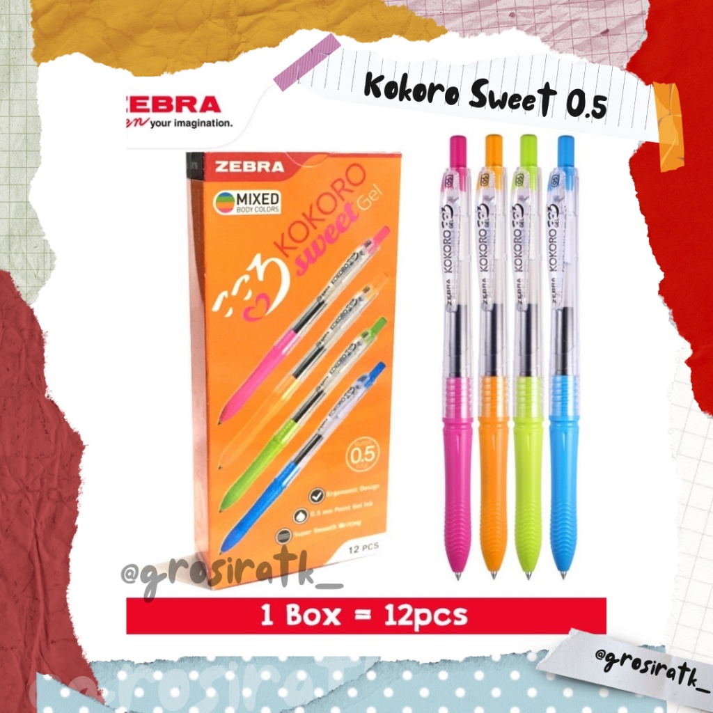 

Zebra Pulpen Kokoro Black 12 Pcs / Kokoro Sweet 1 Lusin (Tinta Hitam)