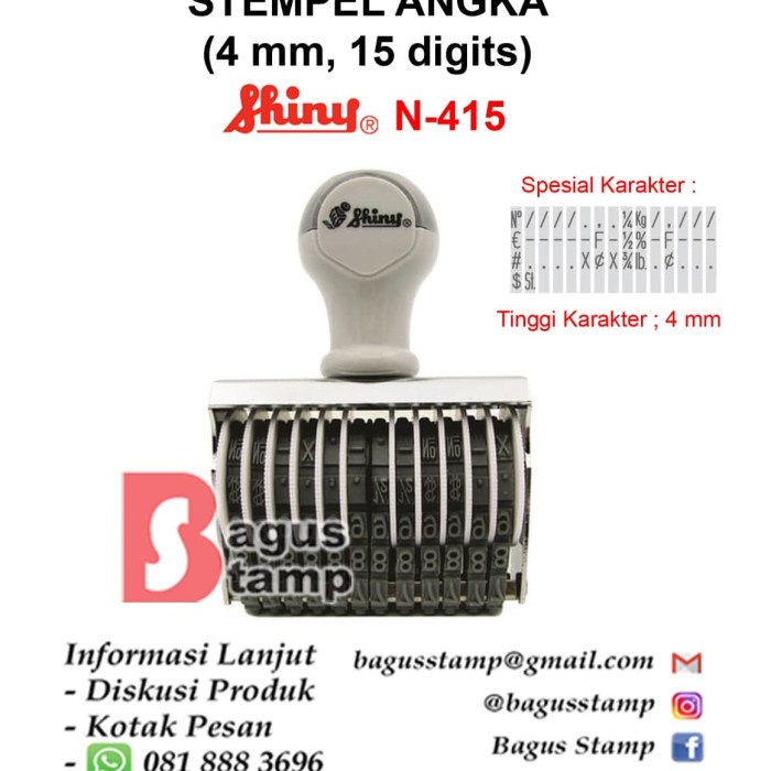

STEMPEL MANUAL HURUF ANGKA 15 DIGIT 4MM 4 MM SHINY N 415 / N-415