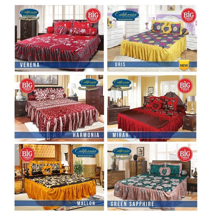 1 KG - Sprei CALIFORNIA RUMBAI 180x200 motif Ayara Amore Cosmo Usa