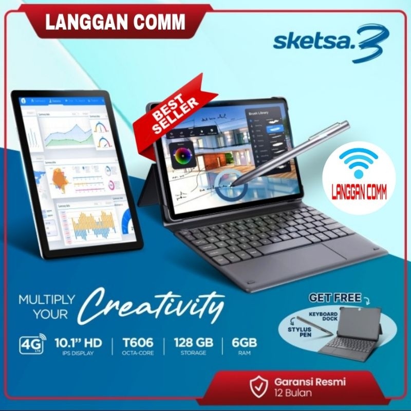 Fullset Tablet Sketsa 3 Fullset Pen stylus dan Keyboard Advan Tab Sketsa3 10 inch RAM 6GB Tab Sketsa
