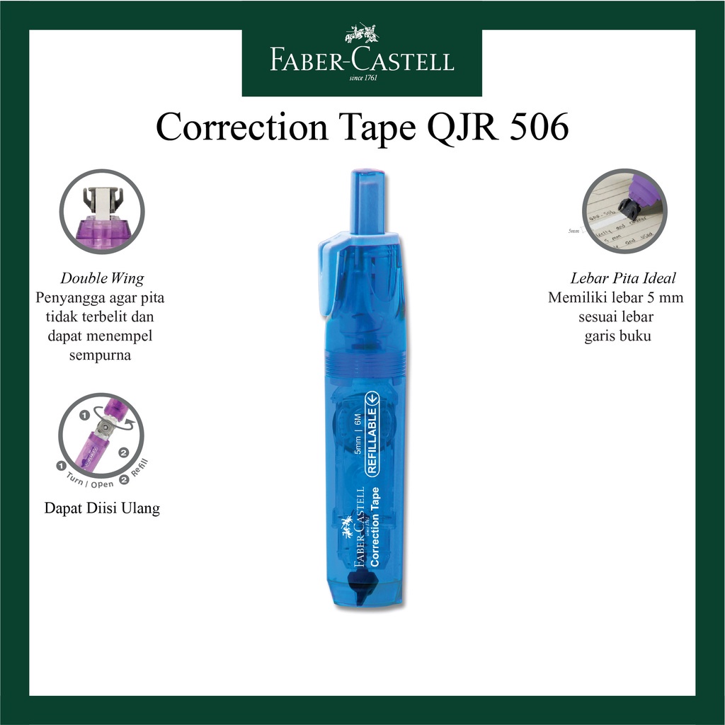 

Correction Tape Faber Castell QJR 506 Tipe Barrel / Tipe X Kertas / Gratis Refill 1 Pcs