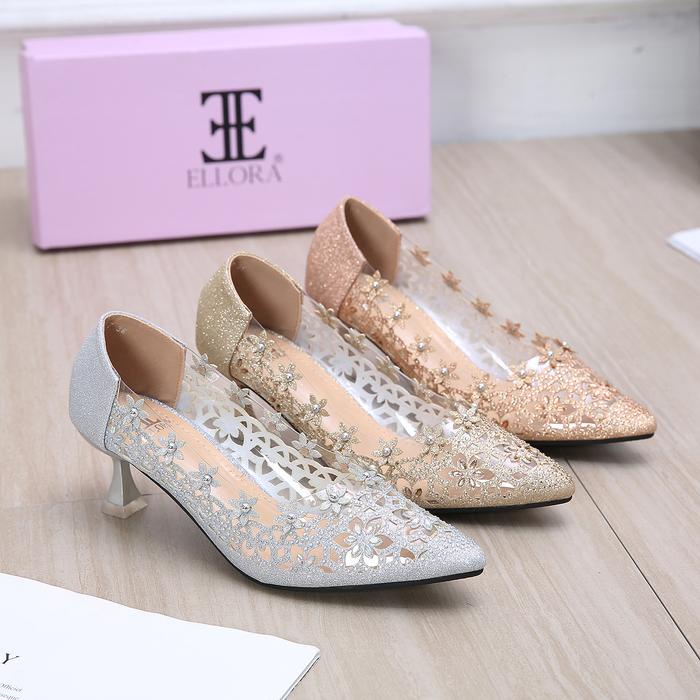 Ellora Ez-8127 Sepatu Heels Pesta Wanita Import Hak Setengah (3-5 Cm) Heels Pesta