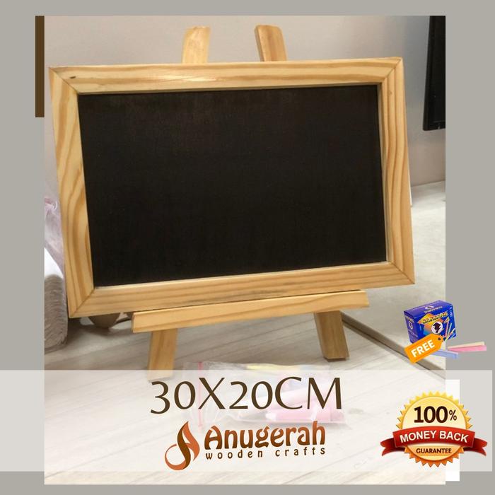 

[tmr] - Papan tulis kapur 30x20cm dengan kaki standing Mini Chalkboard papan tulis kecil hitam