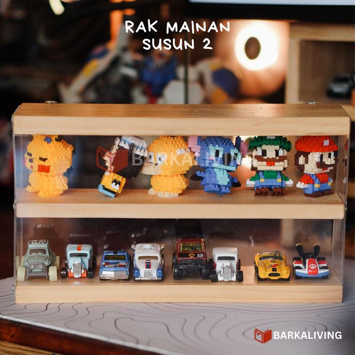 Rak Mainan L Size Diecast / Action Figure Hotwheels Display Kayu Akrilik Acrylic gantungan hotwheels