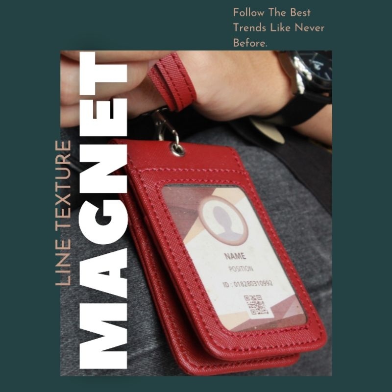 

id card holder 2 sisi lanyard namtag MAGNET warna warni SID004
