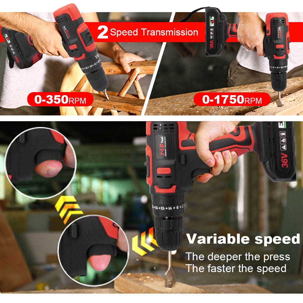 BEST SELLER JLD 36VF MESIN BOR BATERAI BOR 36-2 BOR IMPACT LISTRIK BOR CORDLESS MURAH 10MM BOR