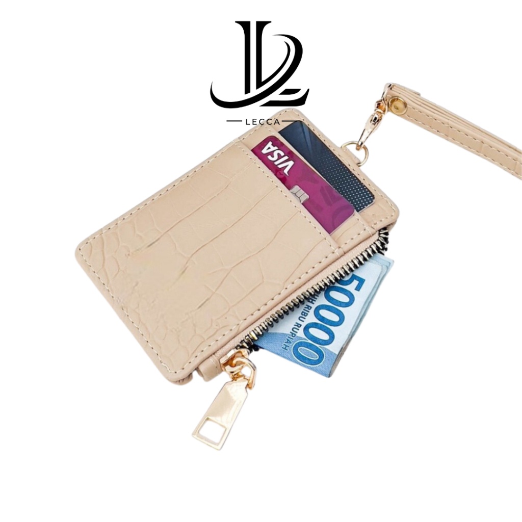 

LECCA NAVILA LANYARD ID CARD HOLDER NAME TAG KULIT CROCO DUA SISI BOLAK BALIK