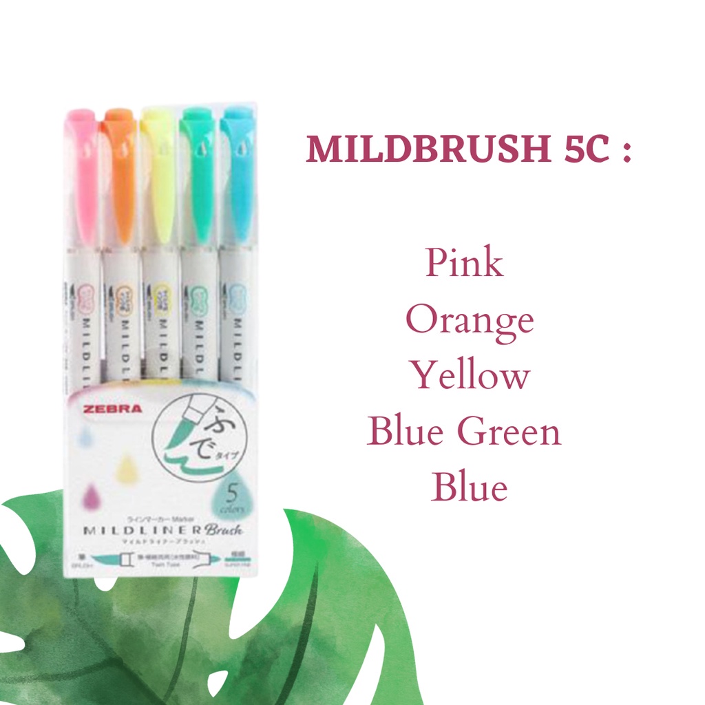 

Mildliner Zebra Brush ( Set-5 ) Highlighter Double Sided - Brush / Extra Fine