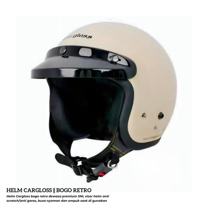 ..... Helm Bogo Polos Full Leher / Helm Cargloss Untuk Pria Dan Wanita Cocok Untuk Daily - Visor