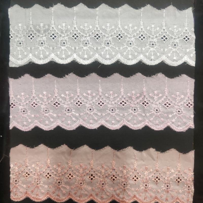 ACCMT- Renda katun jepang, renda katun lebar 7cm isi 15 yard