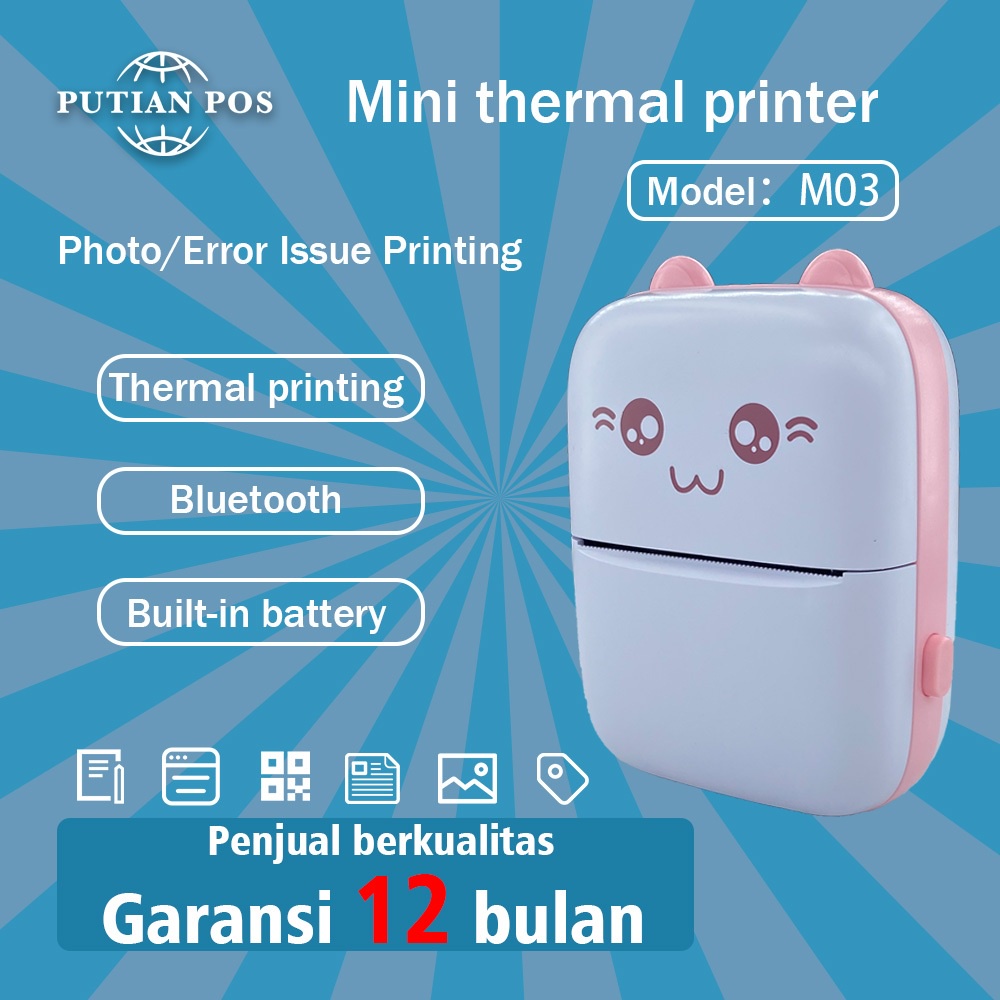 Mini Lucu Thermal Printer Foto Tanda Terima Memo Printer Hadiah Anak