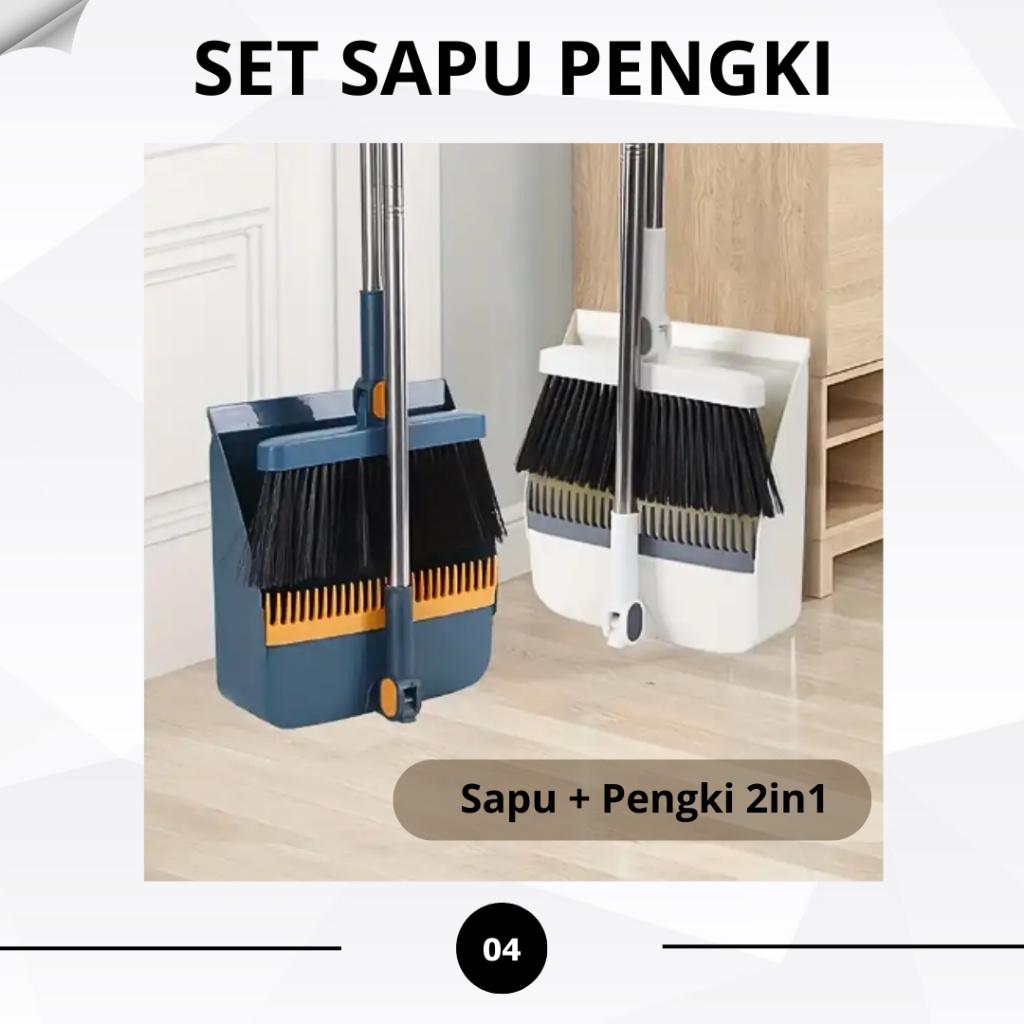 Gratong Sapu Pengki Set Sapu Dan Pengki Lipat Serbaguna Alat Pembersih Lantai Otomatis Sapu Lantai