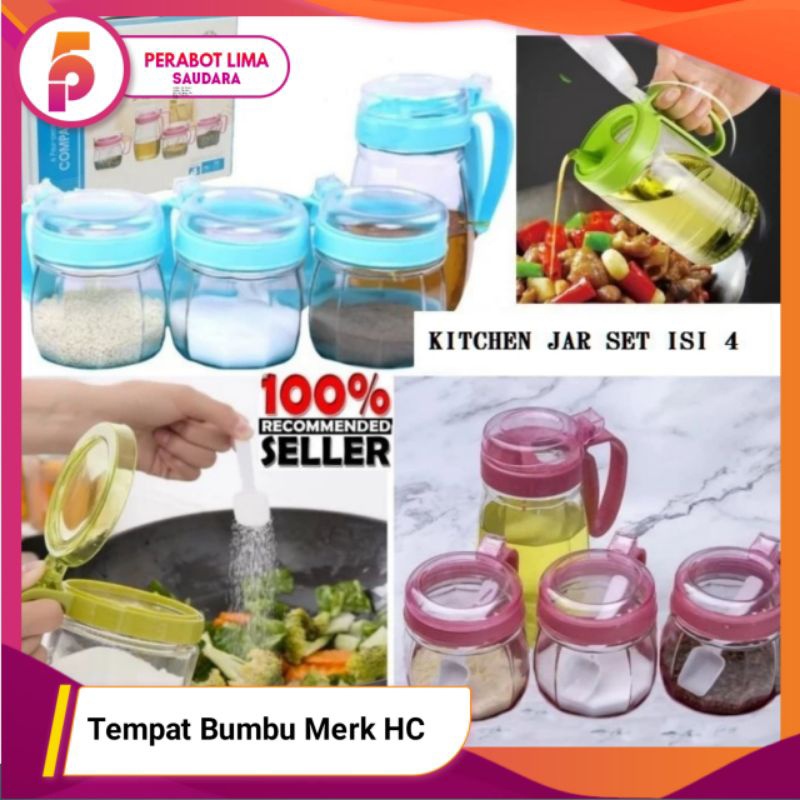 Terbaru Tempat Bumbu Dapur Dan Minyak Hc/ Tempat Bumbu Hc/ Tempat Bumbu Dapur 1 Set 4 Pcs / Tempat