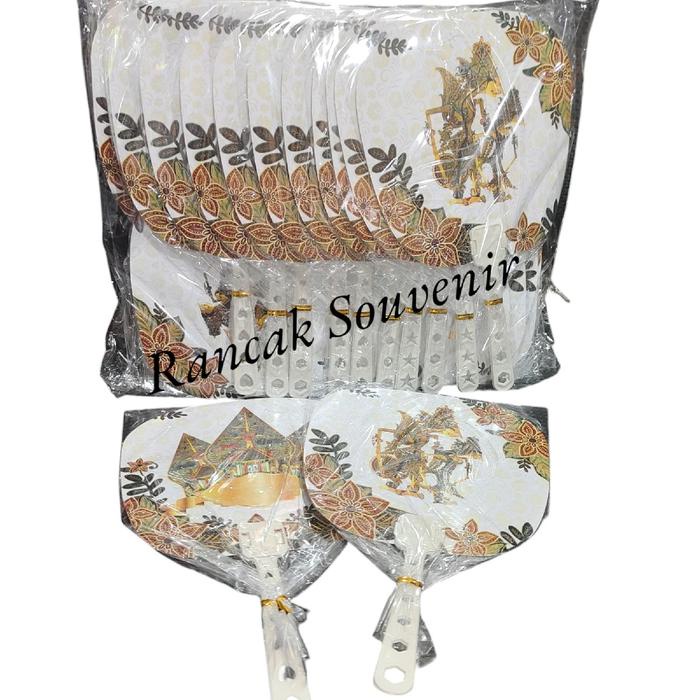 Isi 50 Pcs Souvenir Kipas Wayang Cantik Kemasan Plastik Souvenir Pernikahan Khitanan Ulang Tahun
