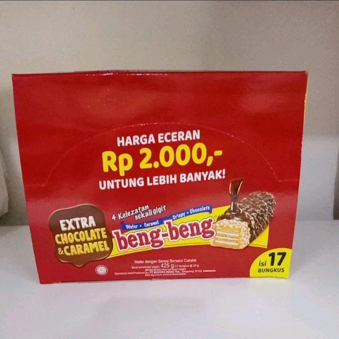 

Bengbeng extra chocolate & caramel 1 Dus isi 8 box [1 box isi 17pcs] Camilan Cokelat Karamel snack