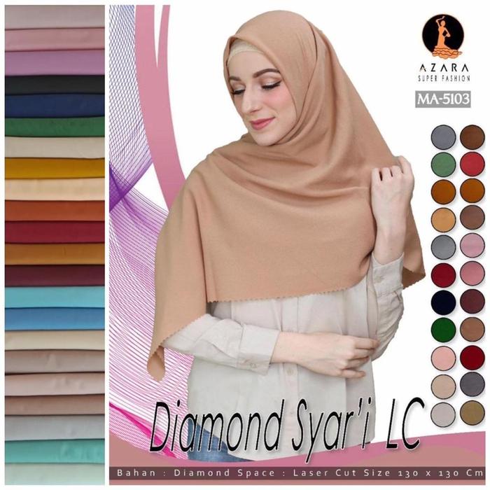 New Hijab Segiempat Diamond Syar'I Laser Cut Lc Metal Logo Ori Azara 130X130 Jilbab Jumbo Syari