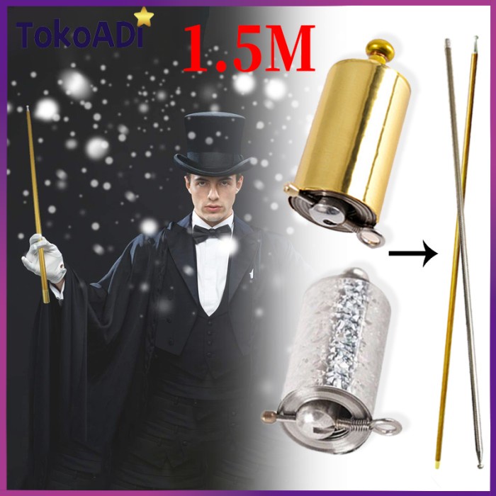 Tongkat Sihir Sulap Magic Stick Appearing Metal Cane Panjang 150cm - Perak