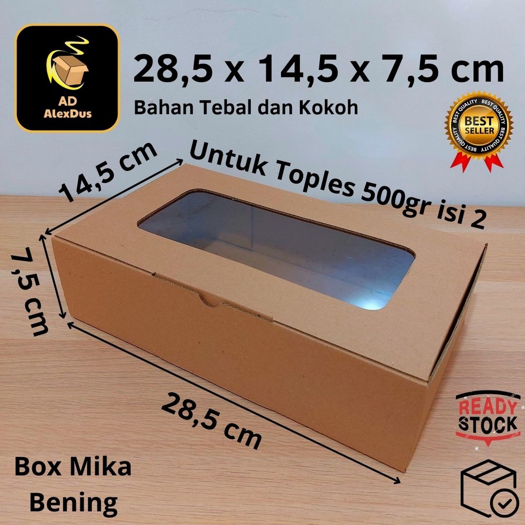 

Kardus Mika 28,5 x 14,5 x 7,5 cm Model Diecut | Kotak Box Dus Hampers Kue Snack Parcel