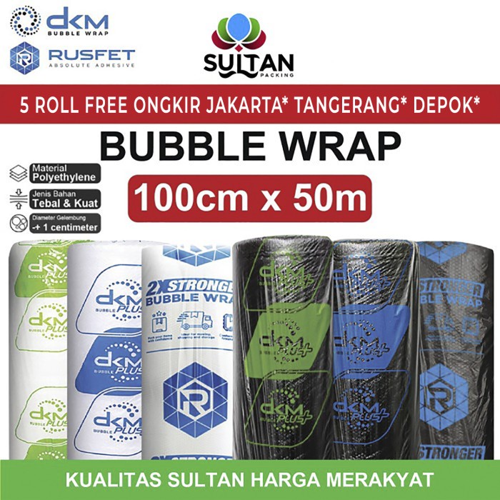 

pernakpernik- Plastik Bubble Wrap Packing 100CMx50M DKM RUSFET Bubblewrap TEBAL ROLL