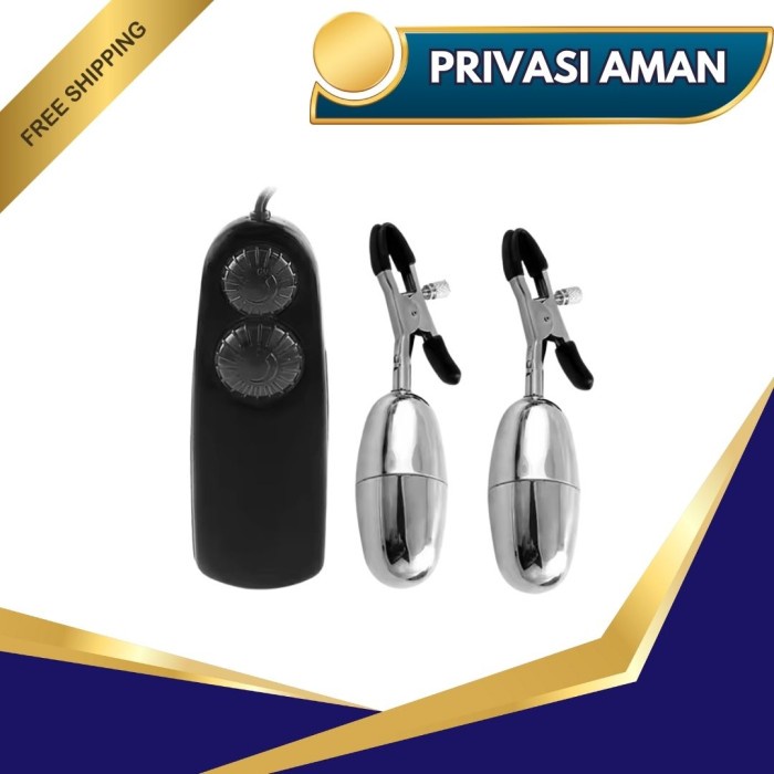 PREMIUM Produk Dewasa Mainan Vibrat Penggetar Puting Klem Bergetar Pijat Payudara Wanita
