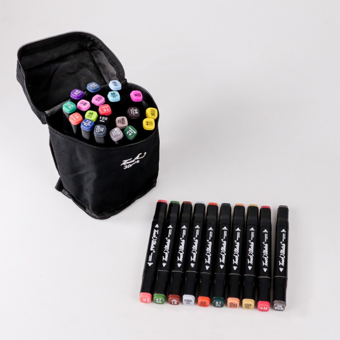 

30 PCS TOUCHNEW DOUBLE END MARKER / SPIDOL DUAL FINE ART MARKER 30 CLR