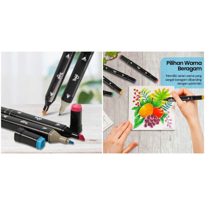 

SPIDOL DUAL SIDE FINE ART BRUSH PEN ART MARKER SET 60 COLOR BAG TODDI