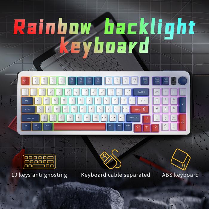 ZIFRIEND BM98 98Keys Menbrane Keyboard Wired Keyboard RGB Backlight 19keys Anti-ghosting Plug and