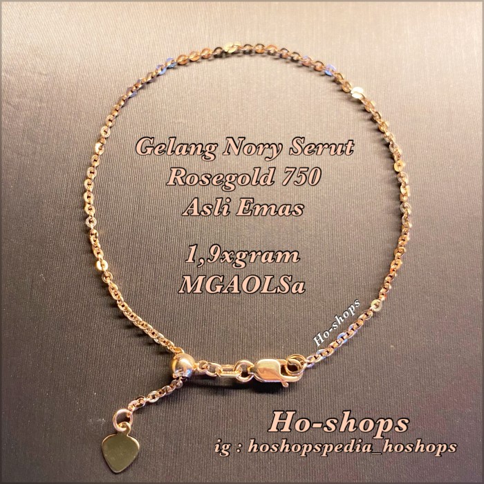Gelang Nory Serut Rosegold Kadar 750 Asli Emas