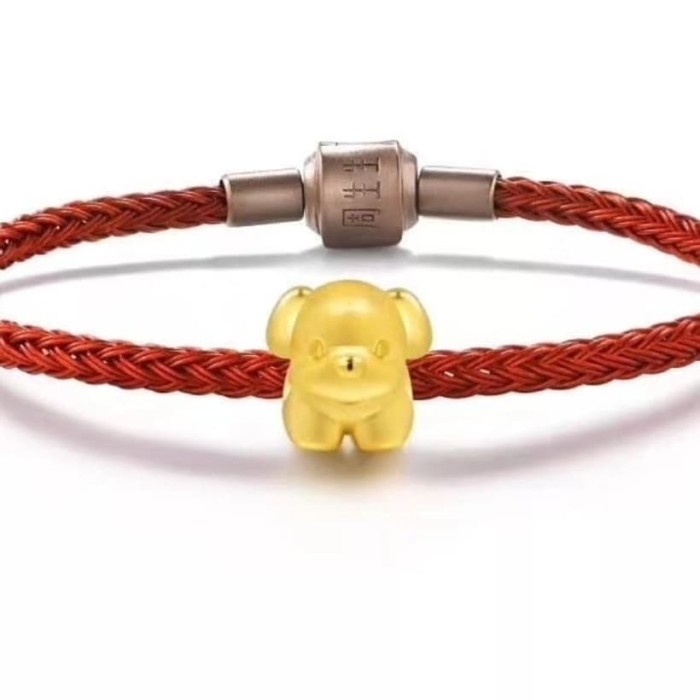 Gelang emas tali merah charm anjing 24k (order a/n dedi)