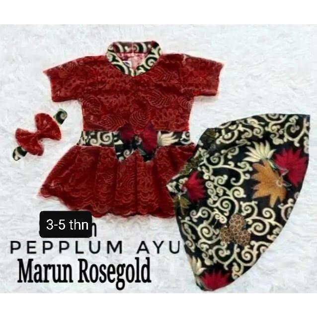 Baju Kebaya Anak Perempuan Free Bando Set Kebaya Bayi Balita Brukat Modern Baju Adat Anak Cewek Kutu