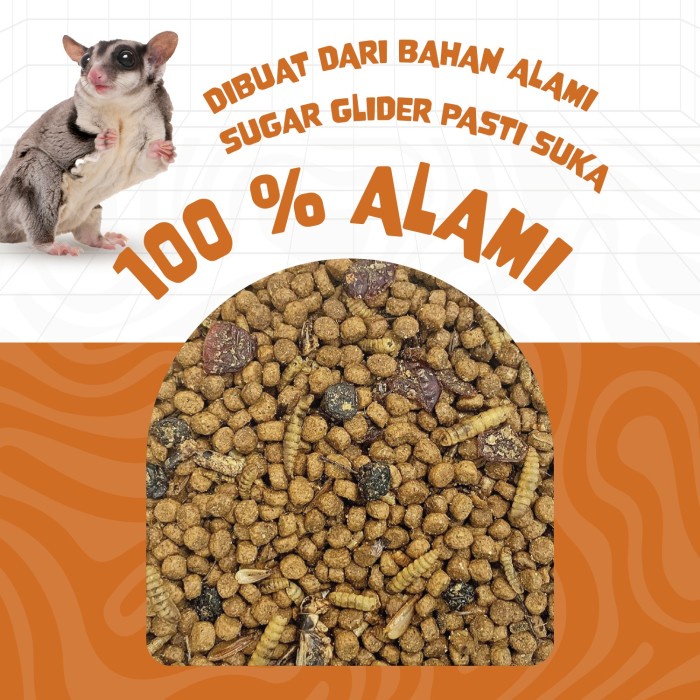 

Berries & Bugs : Makanan Pellet + Serangga + Buah Kering Sugar Glider