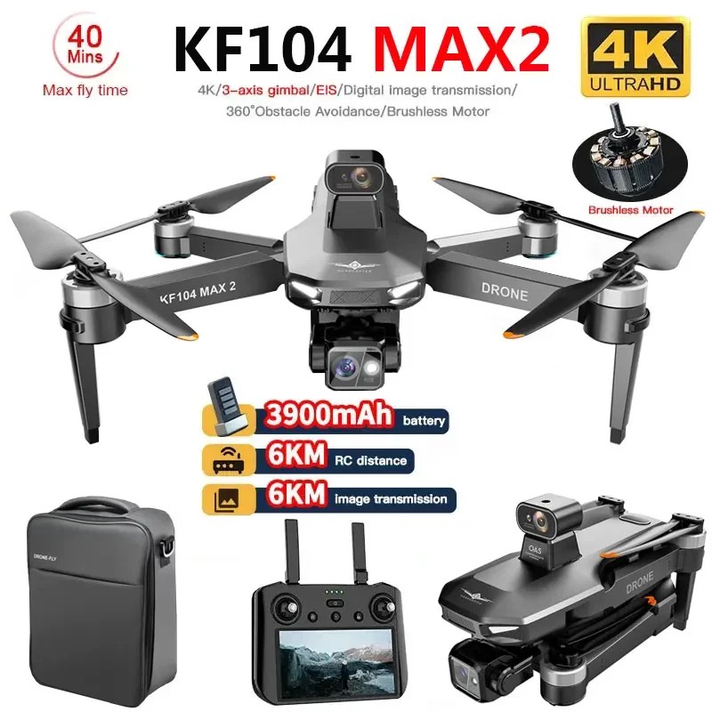 Kf104 / Kf104Max2 Professional Drone With 4K Camera 3-Axis Gimbal Wifi 360 Obstacle Avoidance Touch