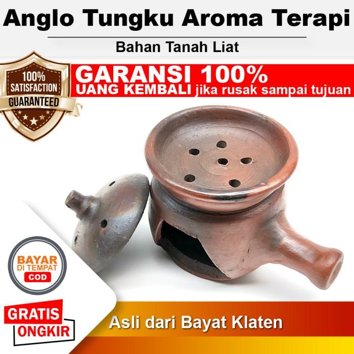 *TOP* ANGLO TUNGKU GERABAH AROMA TERAPI BAKAR RATUS DUPA BUKHUR MENYAN GAGANG TUTUP TANAH LIAT
