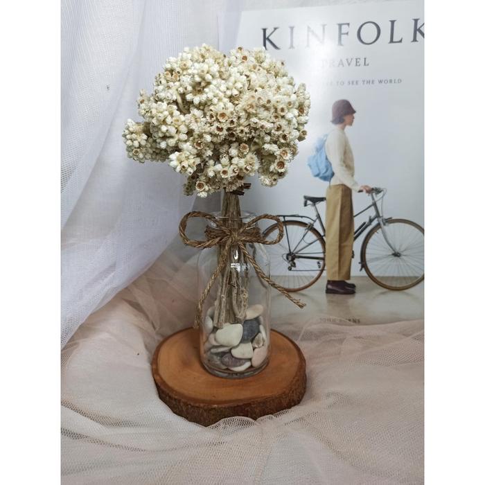 SATU SET BUNGA DAN VAS DEKORASI HIASAN MEJA KERJA BUKET BUKET