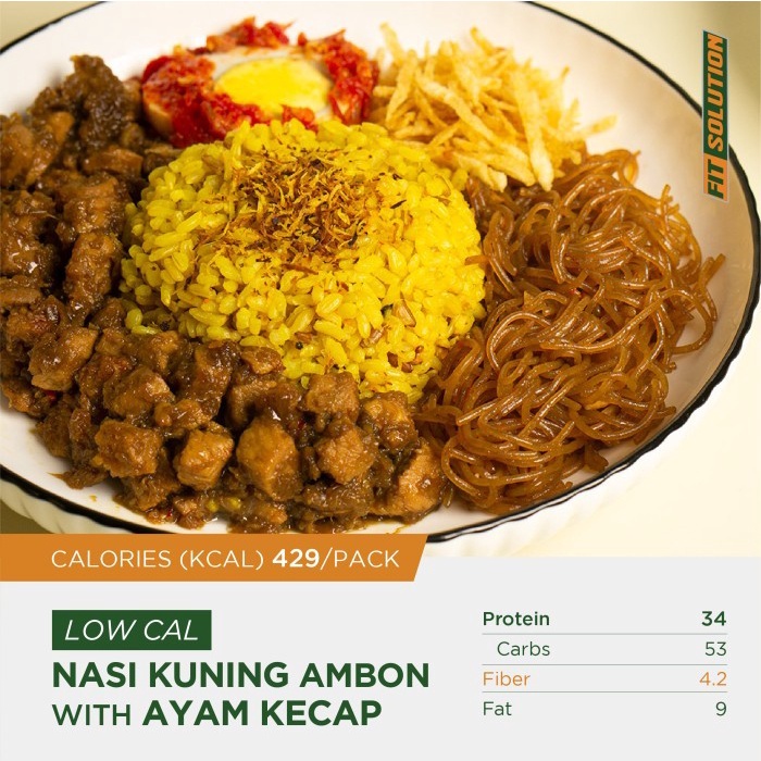 

(Good) Low Cal Nasi Kuning Ambon + Ayam Kecap (Chicken Breast) Healthy Prep Meal Catering Diet
