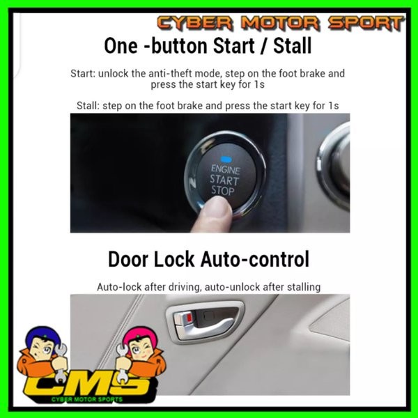 Alarm Mobil Rfid Plus Start Stop Engine Button Remot Keyless Entry Asli 100%