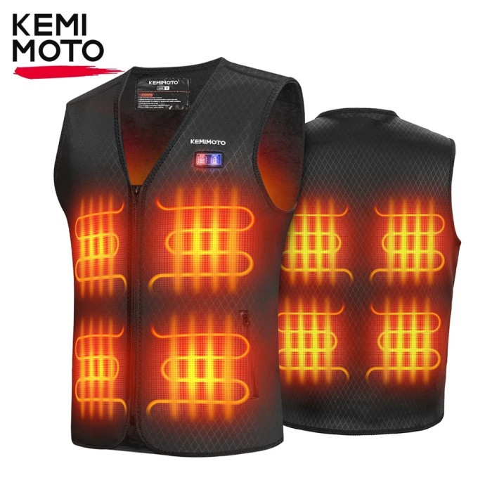 KEMIMOTO Motorcycle Heated Vest Men's Heated Vest With 8 Heating Zone