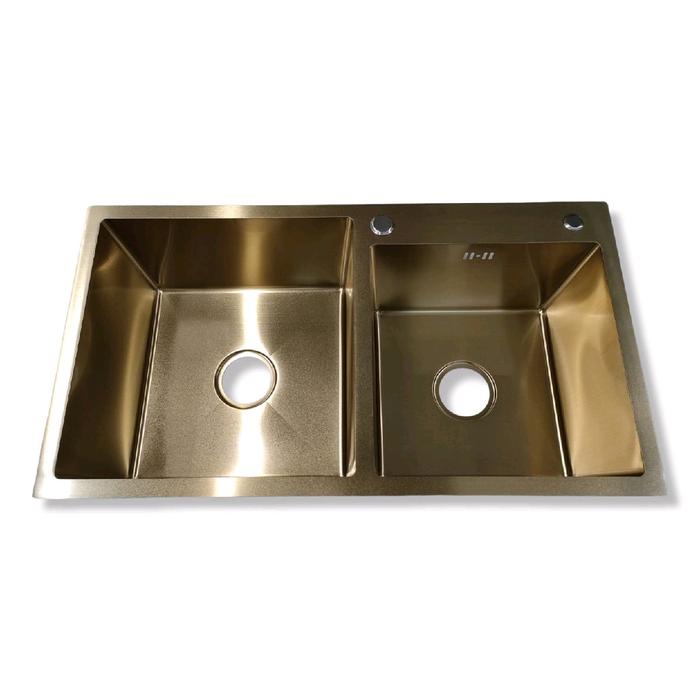 JTTOP" KITCHEN SINK 2 LUBANG WASTAFEL CUCI PIRING 2 LUBANG BAK CUCI PIRING 2 LUBANG STAINLESS STEEL