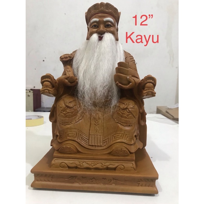 Patung Dewa Bumi Kayu Polos 12 Inch