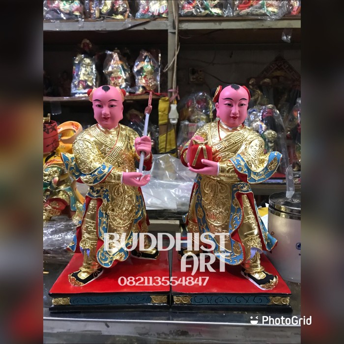 Patung Kiam Tong In Tong Pengawal Tai Sang Lau Jin Kayu 12 Inch