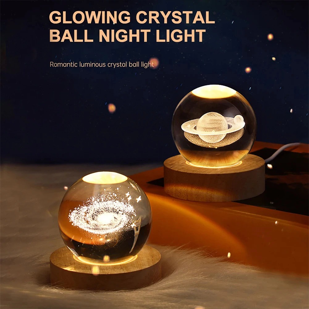 AYSHOP Promo Unique 3D Crystal Ball Lamp with Galaxy and Planetary